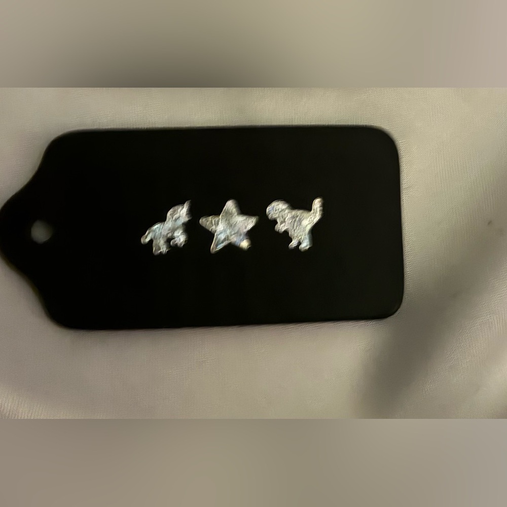 Coach Black Leather Keychain large size with unicorn star and rexy